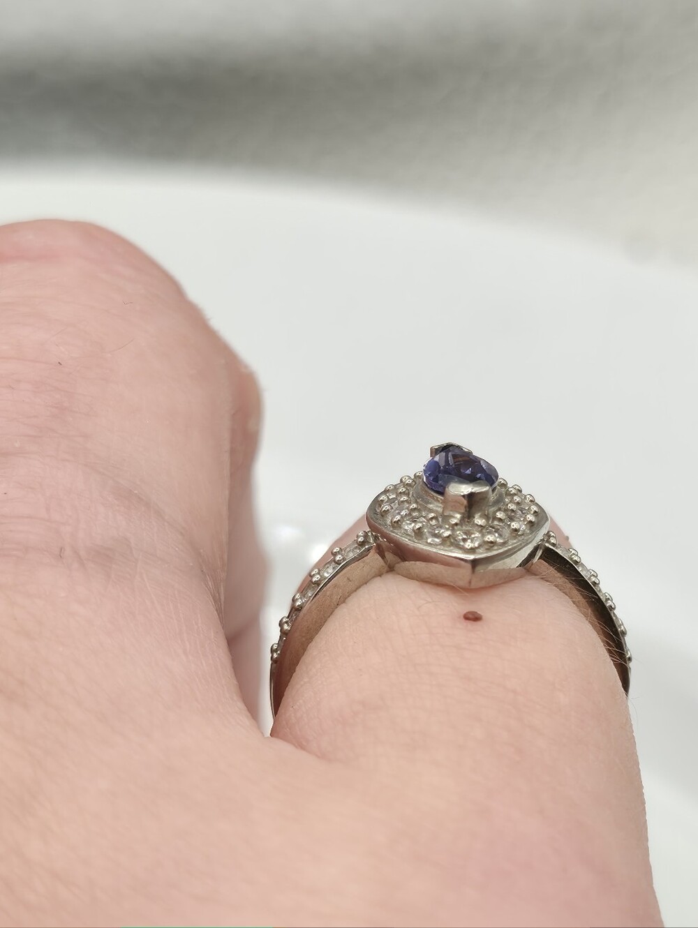 NWT Rare Iolite Marquis Halo Ring - Picture 6 of 8
